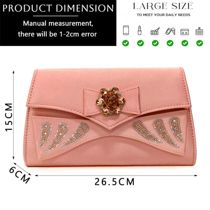 Italian Shoes and Bags Matching Set for Women Bow Rhinestones Peep Toe High Heels Purple Color Nigerian Party 2024