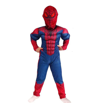 Breathable Spider Hero Costume for Kids Mesh Muscle Suit with Mask Halloween Cosplay Party Performance