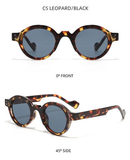Round Sunglasses Men Punk Double Color Shades UV400 Retro Rivets Decoration Women Trending Sun Glasses Clear Lens Frame
