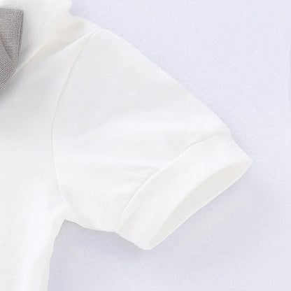 Summer Kids Baby Boys Short Sleeve Rompers + Braces Shorts Clothing Sets Baby Boys Gentleman Children's Clothes Suit