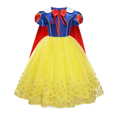 Yellow Princess Dress Halloween Cosplay Costumes Beauty and The Beast Kid Dress For 2-10Y Girls Birthday Party Children Clothing