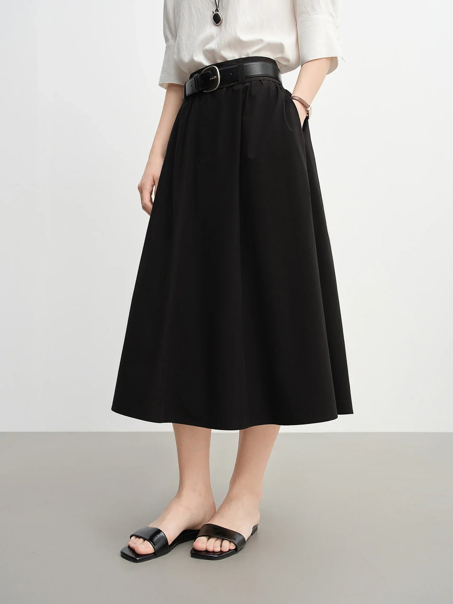 Women's Wide Waist High Waist A-line Skirt 2025 Autumn New Arrival Casual Workwear Style Skirt for Women 25DS83134