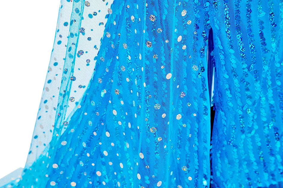 Children Elsa Cosplay Little Girls Princess Carnival Birthday Sequin Dress Kids Cinderella Performance Blue White Rose Red Dress