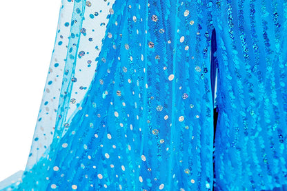 Children Elsa Cosplay Little Girls Princess Carnival Birthday Sequin Dress Kids Cinderella Performance Blue White Rose Red Dress