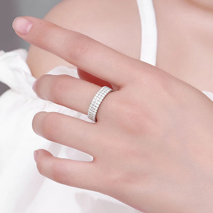 Full Moissanite Ring Sterling Silver 925 with Gold Plated Wedding Engagement Eternity Band Patry Luxury Jewelry for Women