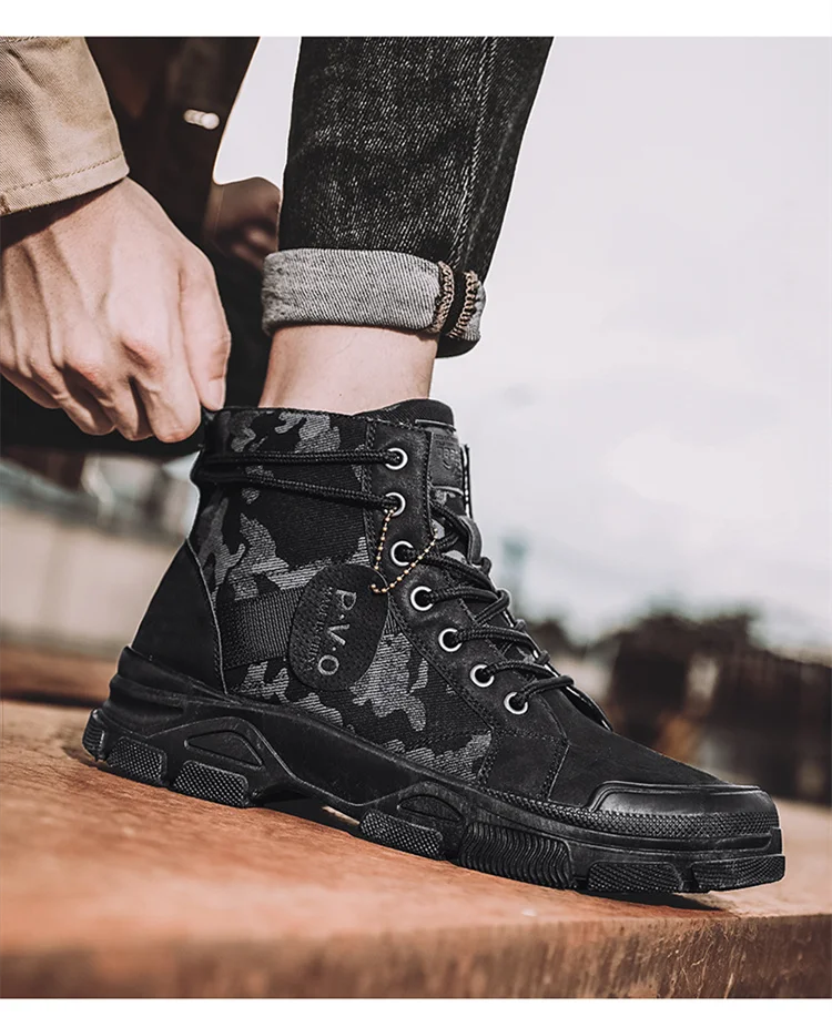 Military Boots Men Women Camouflage Khaki Black High-top Industrial Anti Skid Tactic Mechanic Work Climb Sports Sneaker