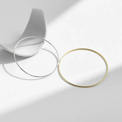 Minimalist 925 Sterling Silver Smooth Stackable Bangle Platinum Plated Bracelets For Women Fine Jewelry