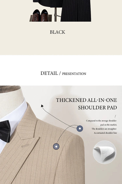High quality striped suits for men slim fitting luxury man clothing elegant mens suit Wedding trends costumes