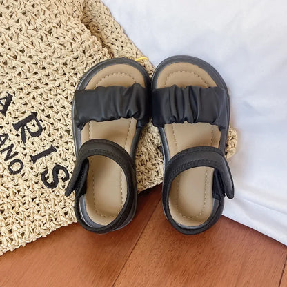 Children Solid Color Sandals Summer Beach Sandals for Girls School Fashion Open-toe Kids Thick Bottom Sandals Non-slip Versatile