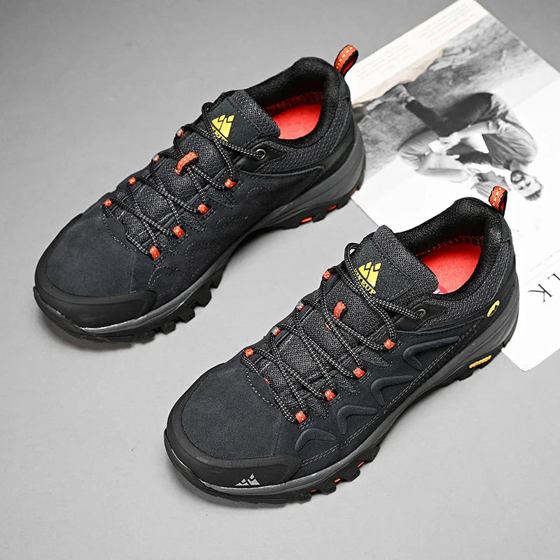Sapatos Masculinos de Couro HIKEUP para Homens Tênis Casuais Moda Impermeável Inverno Luxo Grife Botas de Trabalho Masculinas Tênis Antiderrapantes