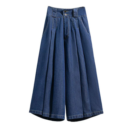 Fashionable Tencel Casual Loose Solid-colored Jeans