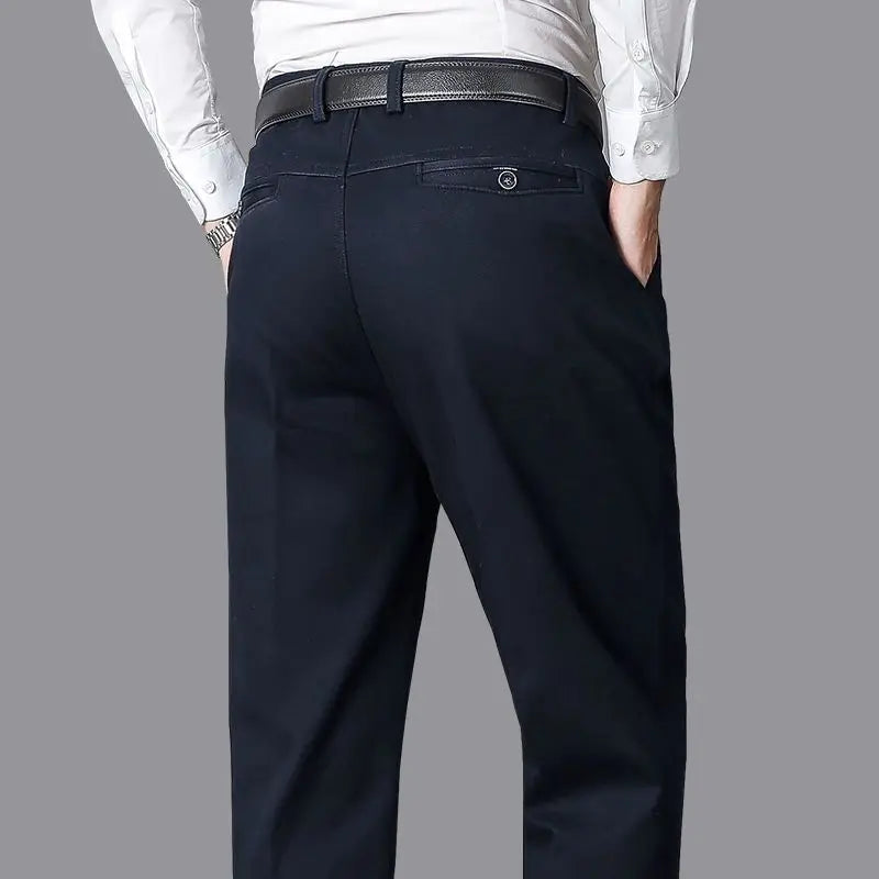 Summer Thin Pants Men's 100% Cotton Autumn Thick Trousers Fashion Brand Cargo Pants Smart Casual Solid Khaki Gray Suit Pant