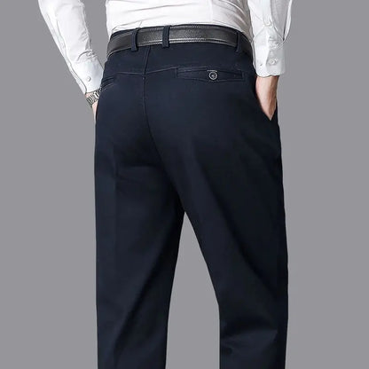 Summer Thin Pants Men's 100% Cotton Autumn Thick Trousers Fashion Brand Cargo Pants Smart Casual Solid Khaki Gray Suit Pant
