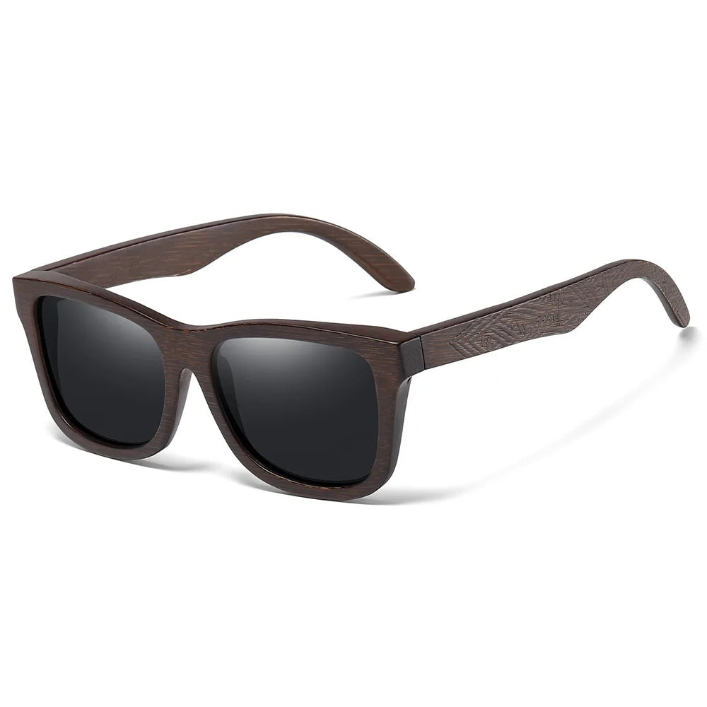 Natural Bamboo Wooden Handmade Polarized Sunglasses Unisex Retro Oversized Frame UV Protection Sun Glasses With Gift Box