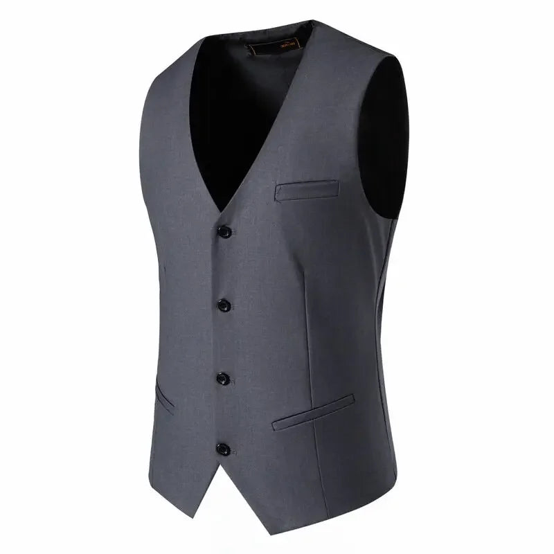 Suit Men's (Blazer+ Vest + Trousers) Fashionable Business Solid-color Wedding British-style Workwear, Casual Performance Suit