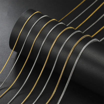 Round Snake Chain Necklace for Women Men Stainless Steel Link Chain 0.9mm 1.2mm 2mm Chains Choker Fashion Jewelry Gifts