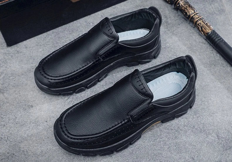 New Spring  Autumn Men's Casual Shoes British Middle aged Dad Shoes Fashion Business Leather Shoes