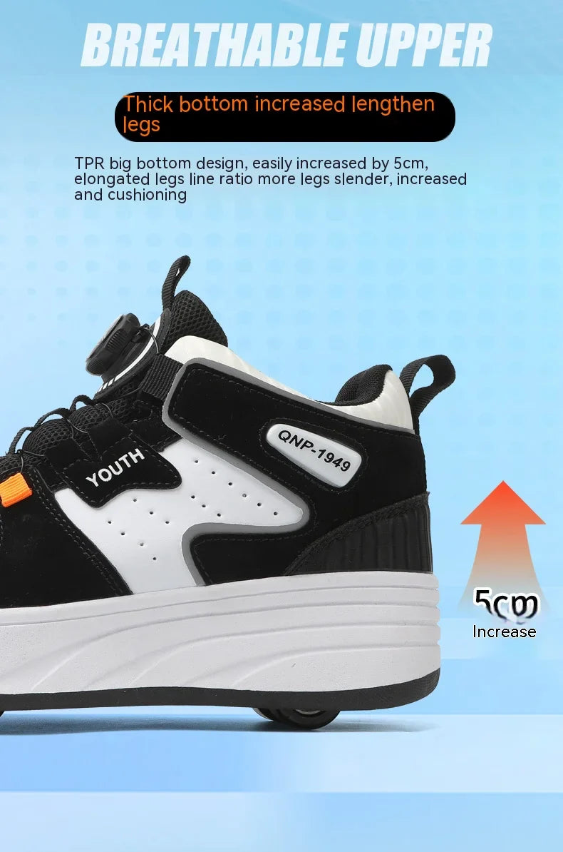 Students children's shoes four wheel light shoes Boys invisible roller shoes large size outdoor sports walking shoes women