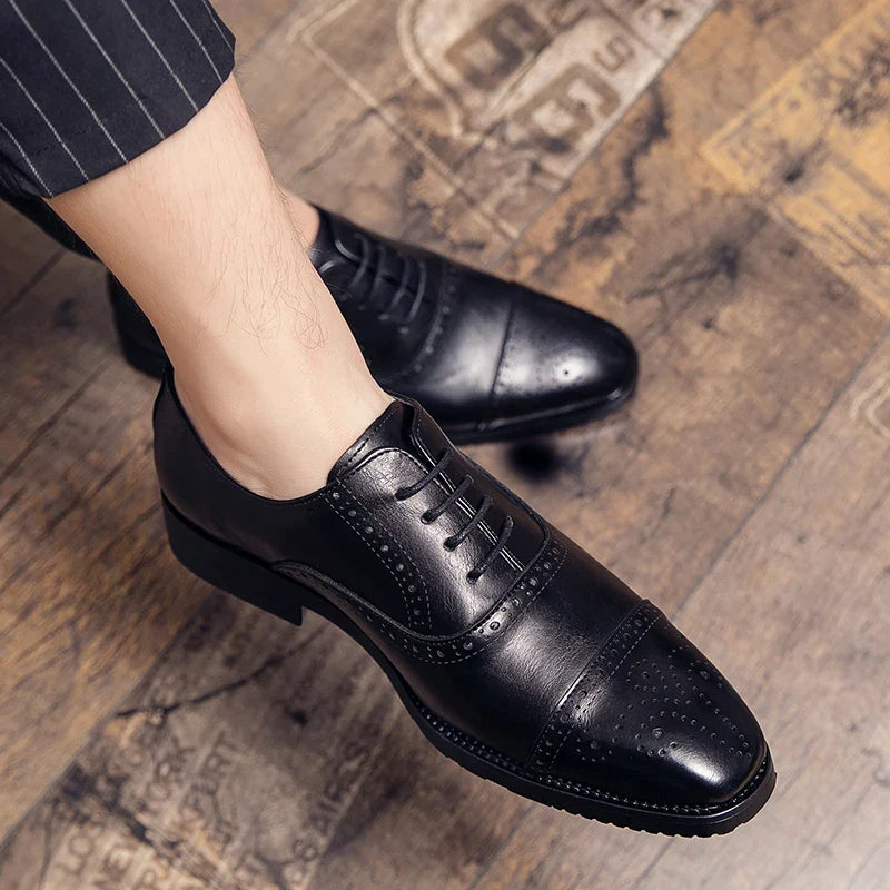 Handmade Fashion Mens Brogue Luxury Big Size 47 Wedding Party Leather Business Oxfords Dress Casual Formal Shoes Loafers for Men