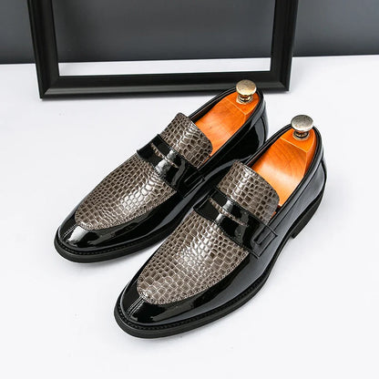 Loafers Shoes Men Color Blocked Business Casual Fashion Round Head Formal Wedding Shoes