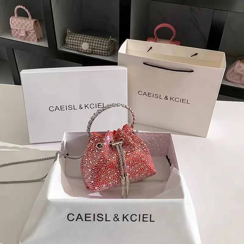 Luxury Designer Women's Handbag Crystal Shiny Rhinestones Diamond Evening Bag Wedding Party Clutch Purse Shoulder Crossbody Bag