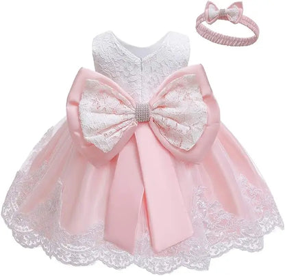 Girls White Baptism Dress Bridesmaid Dresses For Wedding Prom Gown Big Bow Girls Elegant Dresses Red Puffy Christmas Dress