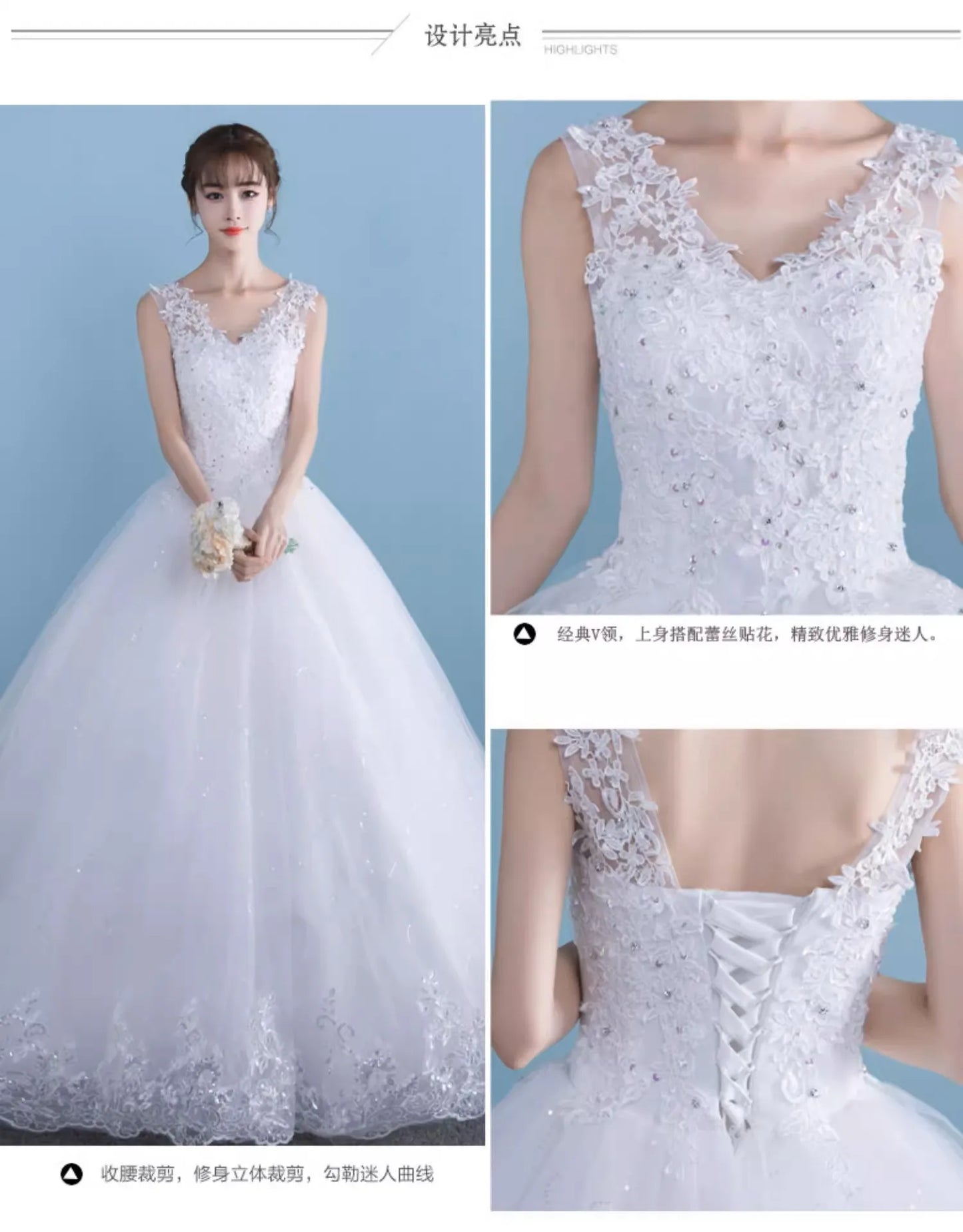Wedding Dress Wholesale Lace up Embroidery Bride Marriage Dresses White Ball Gown Factory Christmas Carnival Plus Size