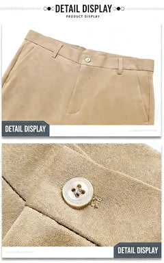 Men's Business Casual Straight Pants - Stretch Non-Iron Formal Trousers for Office Work & Daily Commute
