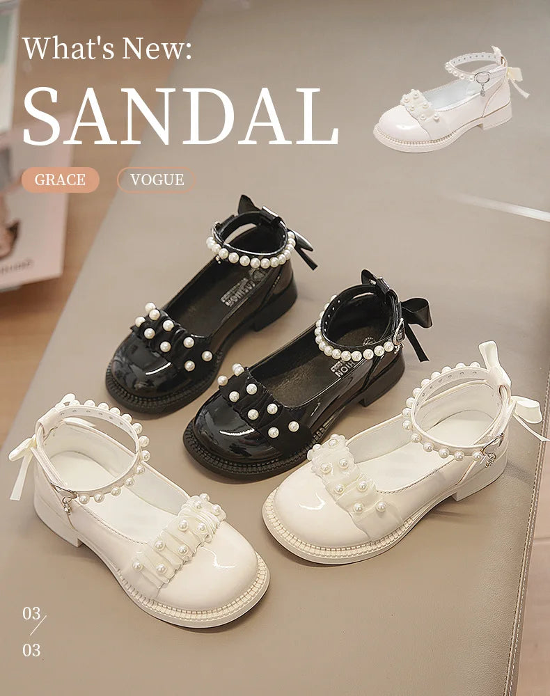 Girl's Mary Janes Organza Beautiful Sweet Children Princess Shoes Three Colors Cover Toe Ankle Strap 26-36 Kids Autumn Shoes