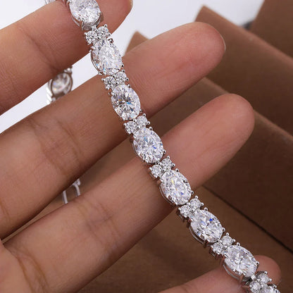 Oval/Round Cut Moissanite Tennis Bracelets with Certificate S925 Silver 1.5CT West East Set Diamond Bracelet Jewelry for Women