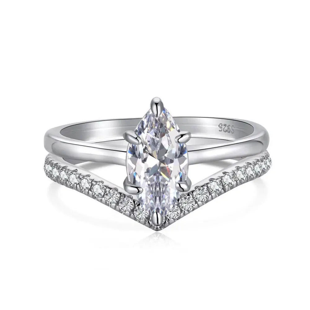 D VVS1 1ct Marquise Cut Moissanite Ring GRA s925 Sterling Silver Plated 18k Diamond Stacking Engagement Rings for Women