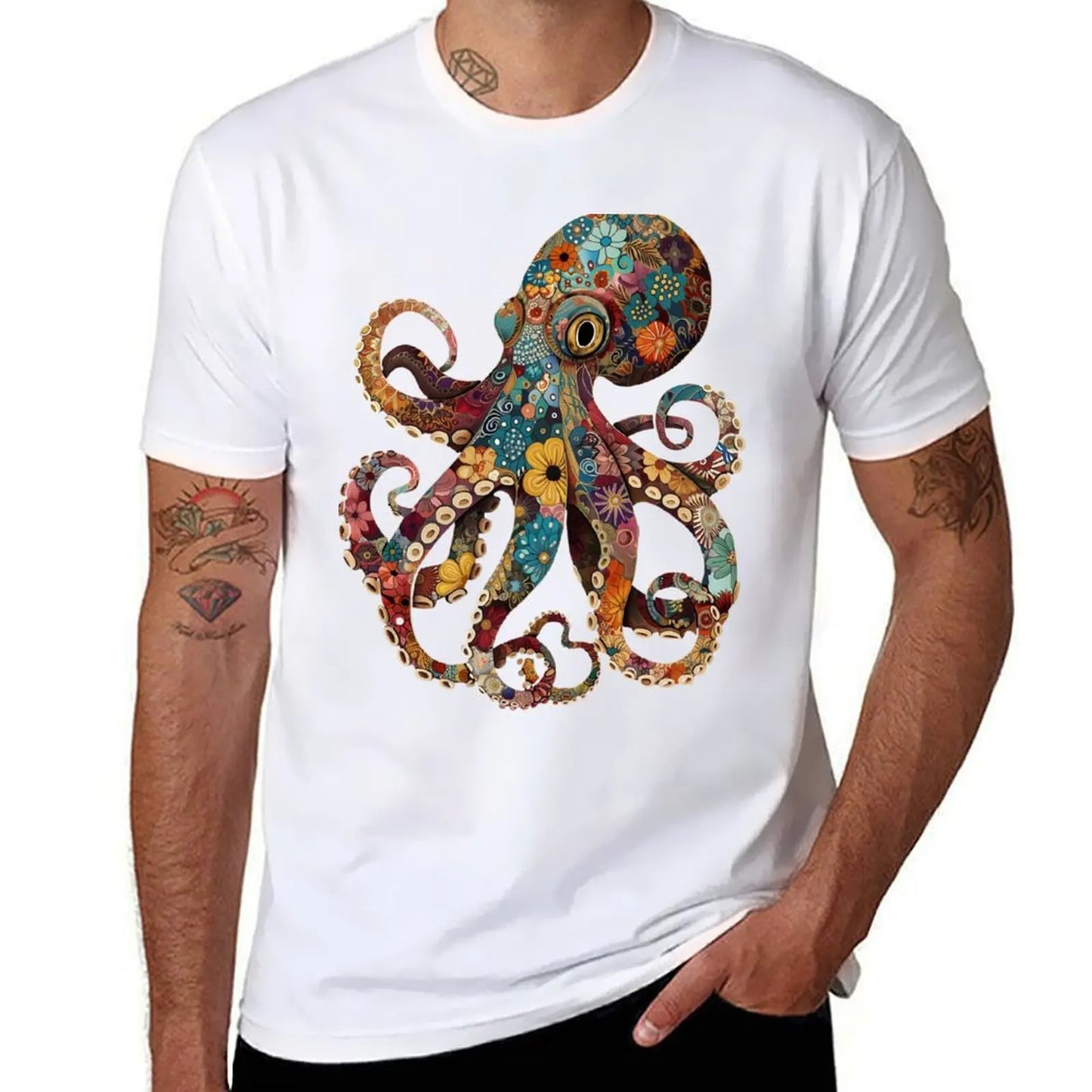 Full color octopus T-Shirt quick drying korean fashion summer tops Aesthetic clothing funny t shirts for men