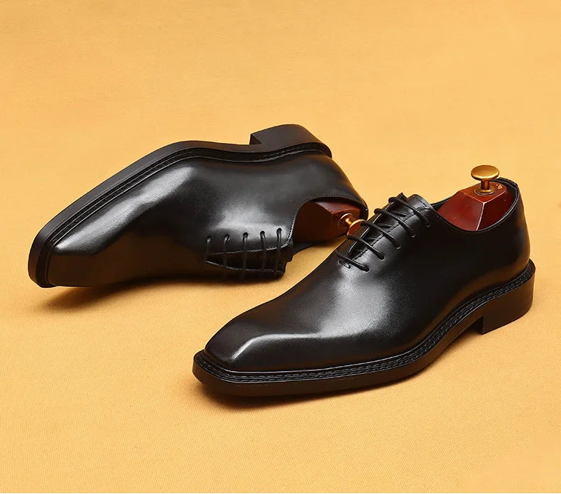 Luxury Brand Mens Oxford Leather Shoes Black Brown Handmade Lace Up Pointed Toe Dress Shoes Wedding Office Business Formal Shoes