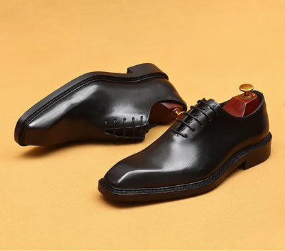 Luxury Brand Mens Oxford Leather Shoes Black Brown Handmade Lace Up Pointed Toe Dress Shoes Wedding Office Business Formal Shoes