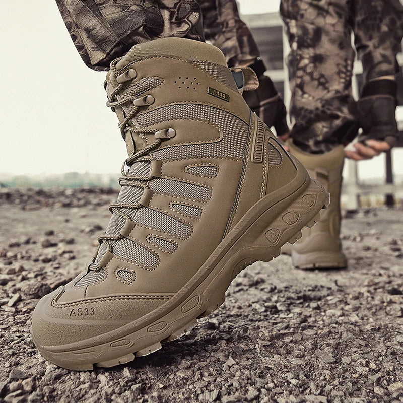 Men Tactical Boots Lace Up Brand Ankle Hiking Shoes Desert Work Boot Waterproof Size Plus Unisex Climbing Shoes