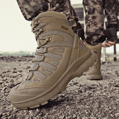 Men Tactical Boots Lace Up Brand Ankle Hiking Shoes Desert Work Boot Waterproof Size Plus Unisex Climbing Shoes
