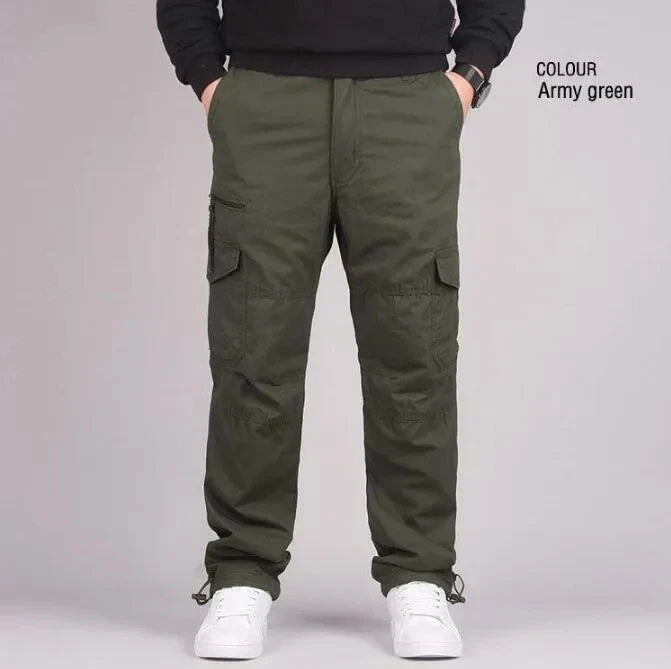 Men's Winter Cargo Pants Double Layer Fleece Warm Thick Camouflage Tactical Cotton Long Trousers Men Baggy Casual Cotton Pants