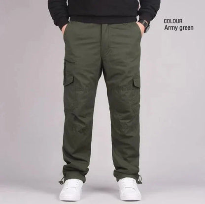 Men's Winter Cargo Pants Double Layer Fleece Warm Thick Camouflage Tactical Cotton Long Trousers Men Baggy Casual Cotton Pants