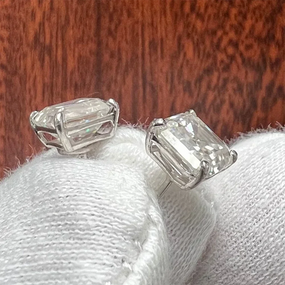 1/2/3CT Asscher Cut Moissanite Stud Earrings with Certificate Square Solitaire Lab Diamond Earring for Women 925 Silver Jewelry