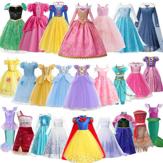 Cinderella Anna Elsa Costume Children Princess Dress for Girls Kids Cosplay Snow White Christmas Carnival Party Disguise Outfit