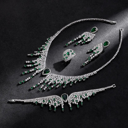 2024 New 4-piece Bridal Wedding Jewelry Set, Cubic Zirconia, Luxury Women's Jewelry, Women's Wedding Party Accessories