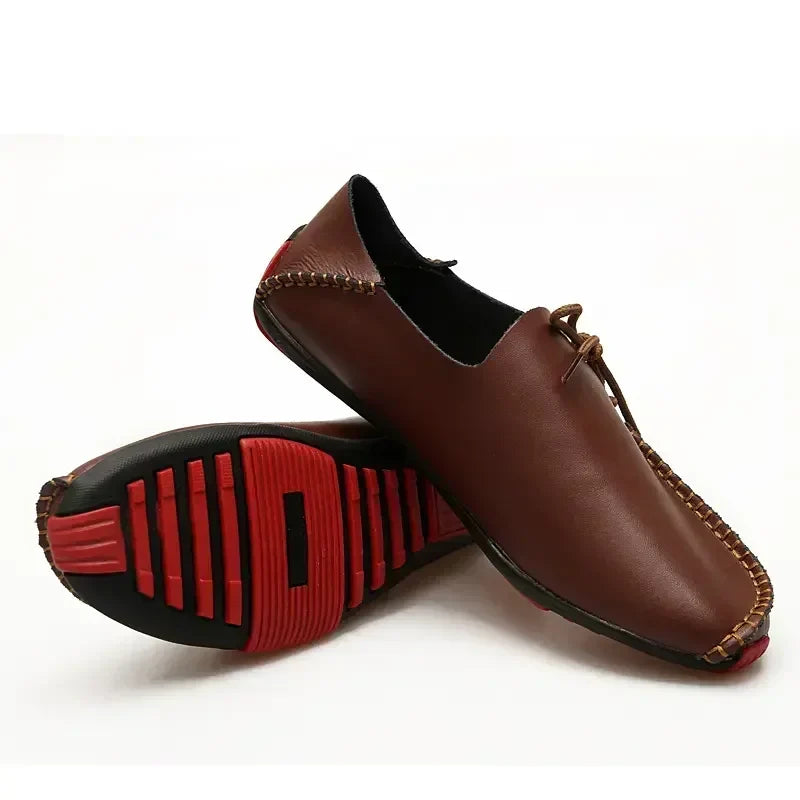 Men Shoes Leather Casual 2025 Italian Soft Men Loafers Handmade Moccasins Breathable Slip on Boat Shoes Zapatos Hombre
