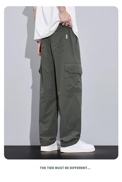 Brand Clothing Spring Summer Men's Cargo Pants Loose Straight Parachute Pants Sport Casual Long Trousers Male