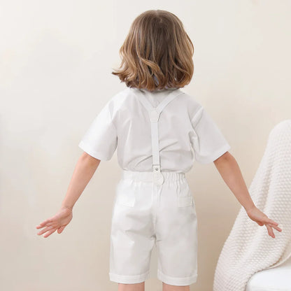 Baptism Outfit for Boys Suit Toddler Christening Set Baby White Summer Clothes Infant Birthday Gift  Gentleman Clothing 2 PCS