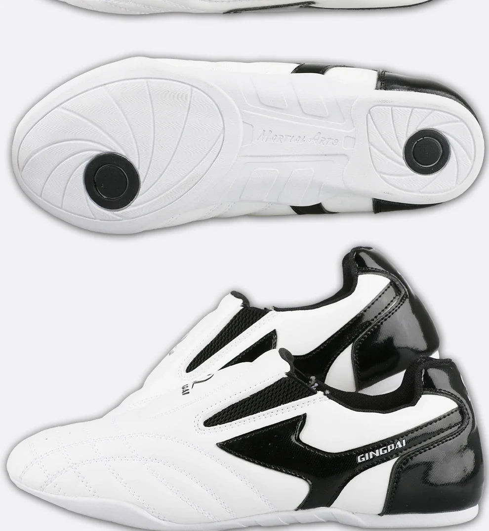 White Breathable Taekwondo Shoes Karate Kung Fu Wrestling Martial Arts Shoes Adults Child Non-slip Soft Oxford Soles Sneakers
