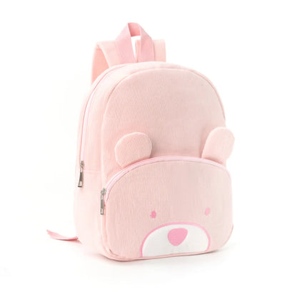 Customized Name Toddler Backpack Cartoon Bear Corduroy Large Capacity Backpack Embroidered Name Backpack Plush Bag