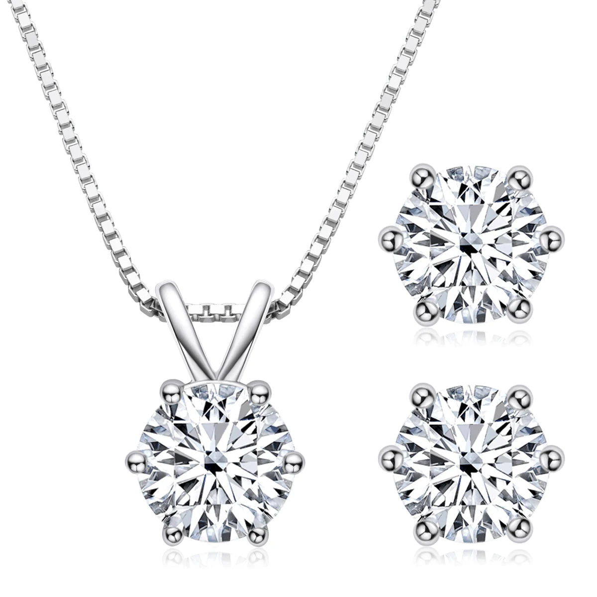 6.5mm 1CT Moissanite Earrings Pendant Necklace Original 925 Sterling Silver Earring For Valentine's Day Jewelry Set Gift