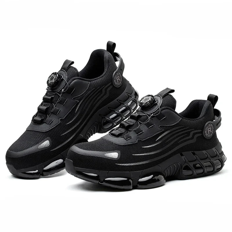 Rotating Button Safety Shoes Men Steel Toe Sneaker Air Cushion Work Shoes Man Puncture Proof Work Safety Boots Protective Shoes
