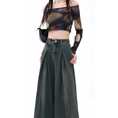Women's Blue Y2k Jeans Baggy Harajuku Aesthetic Streetwear 2000s Trashy Oversize Denim Trousers Loose Jean Pants Vintage Clothes