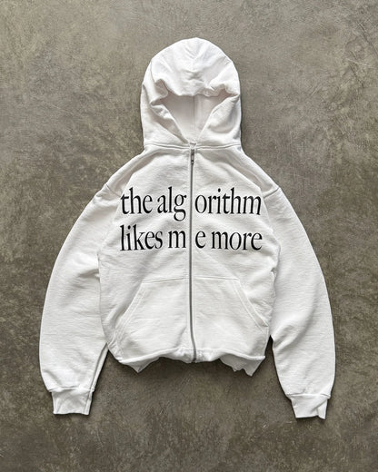 Harajuku Retro Letter Printed Women Zipper Hoodie Casual White Loose Y2K Hoodies Comfortable Cotton Woman Clothing Sweatshirt
